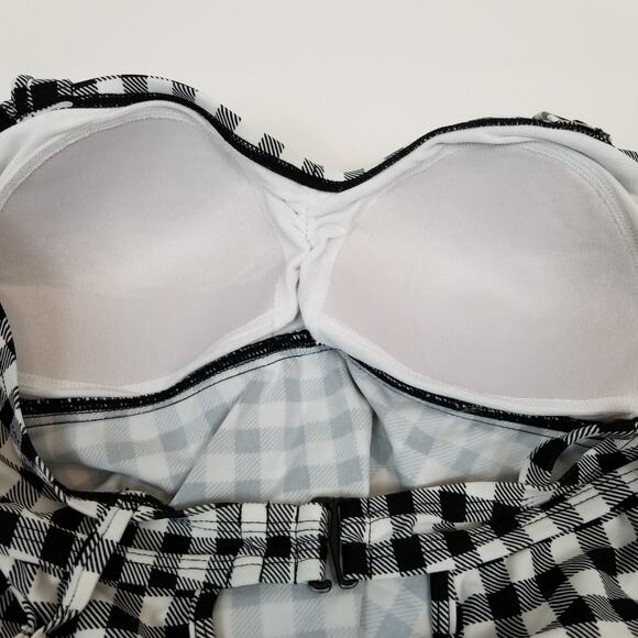Motherhood Maternity Women's 2 Piece Tankini Set Black White Check Size Small - Picture 5 of 9
